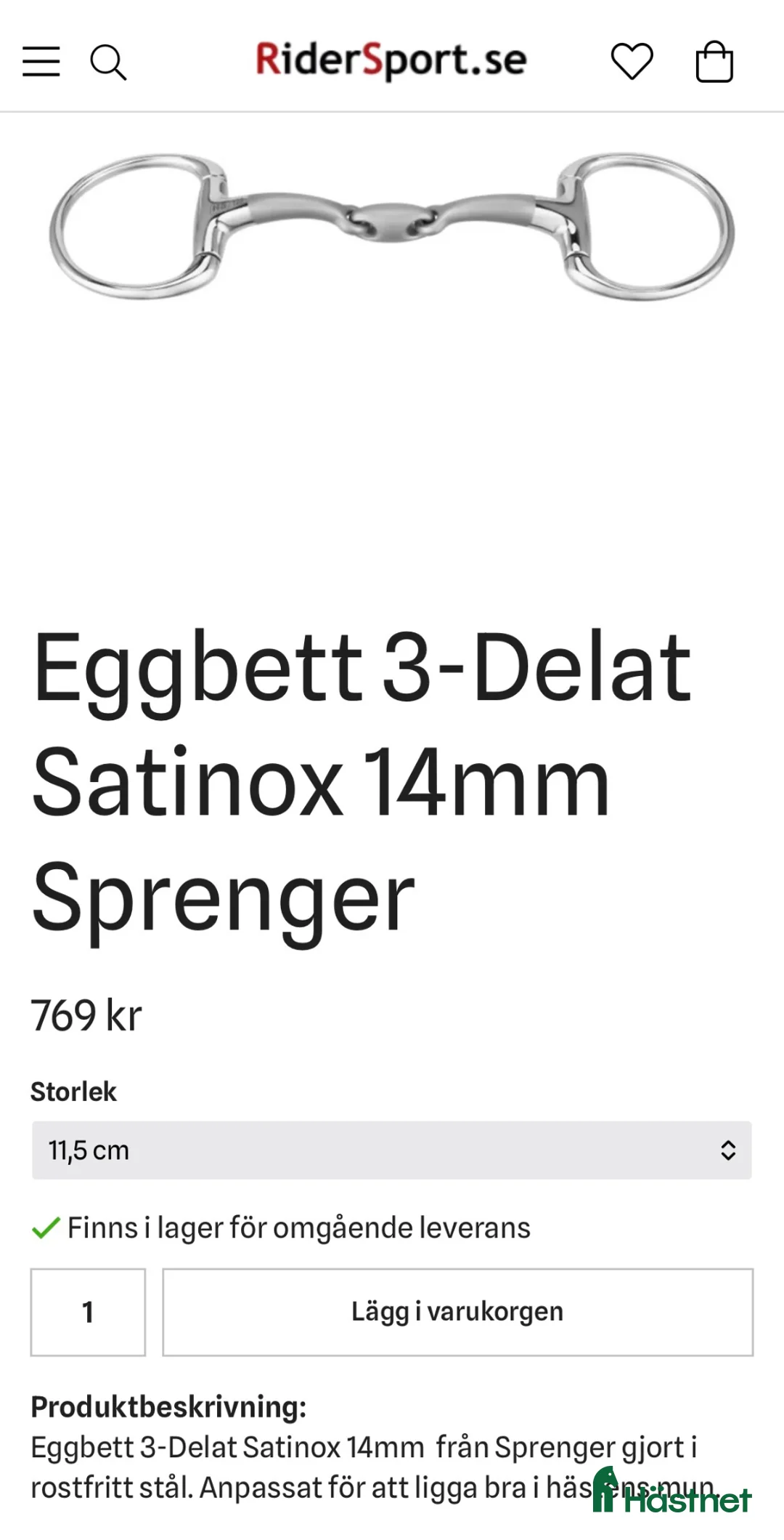 Bett hästutrustning till salu: SPRENGER TREDELAT SATINOX - Annons 4