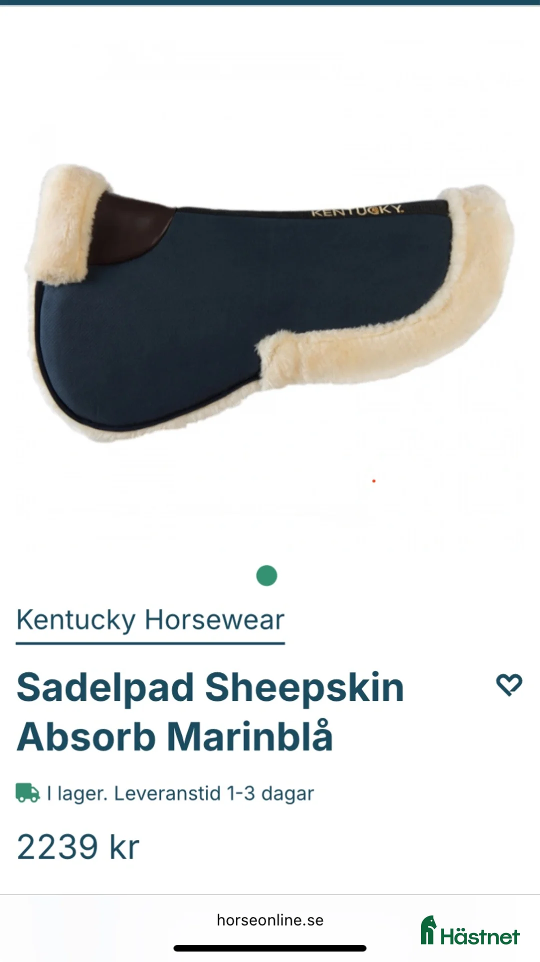 Sadeltillbehör hästutrustning till salu: Kentucky sadelpad absorb marinblå, Full - Annons 4