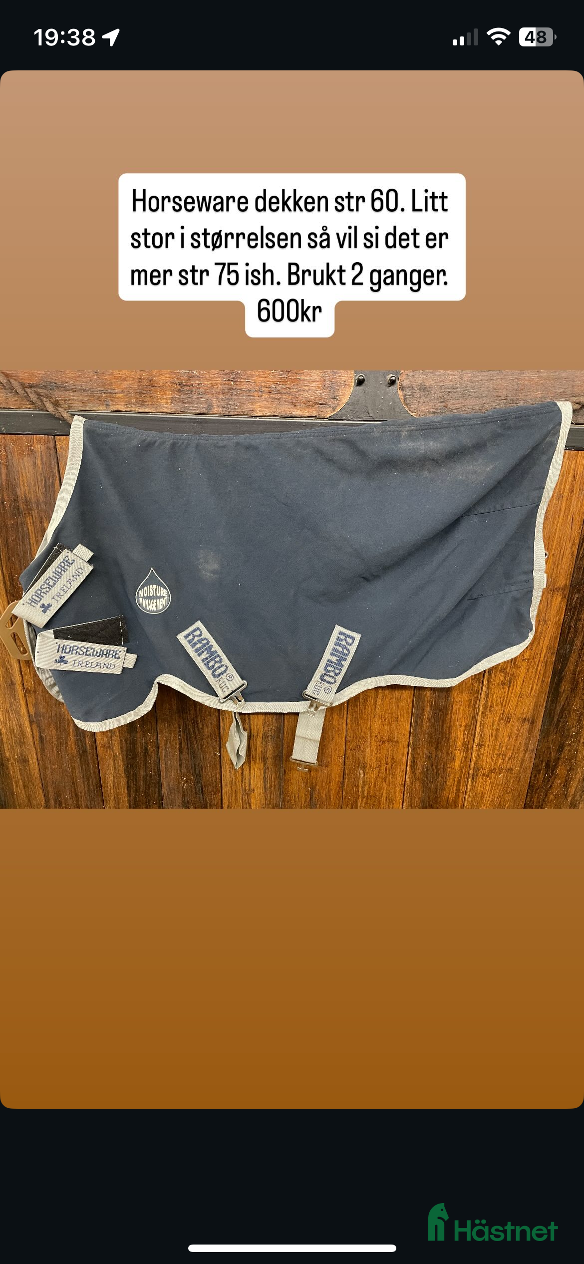 Täcken hästutrustning Horseware storlek 70 i Sandefjord - Annons 14