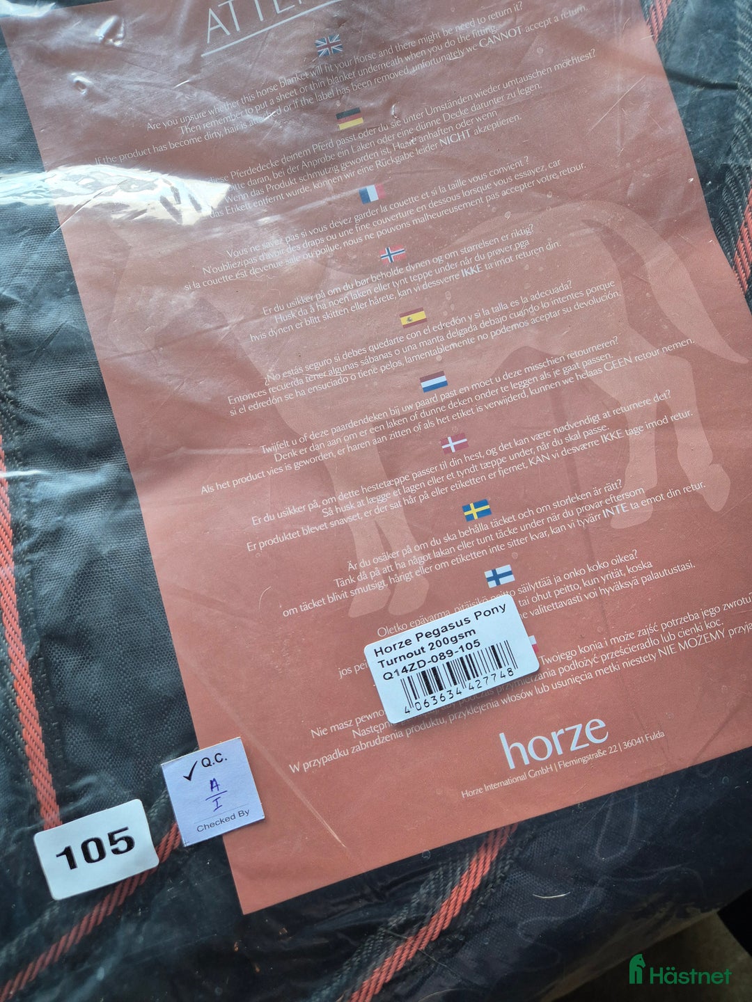 Täcken hästutrustning till salu: Pegasus täcke stl 105. 200gram i Falköping - Annons 4