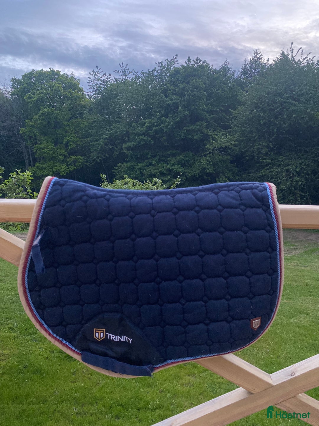 Sadeltillbehör hästutrustning till salu: Mörkblått Trinity schabrak stl ponny i Skurup - Annons 1