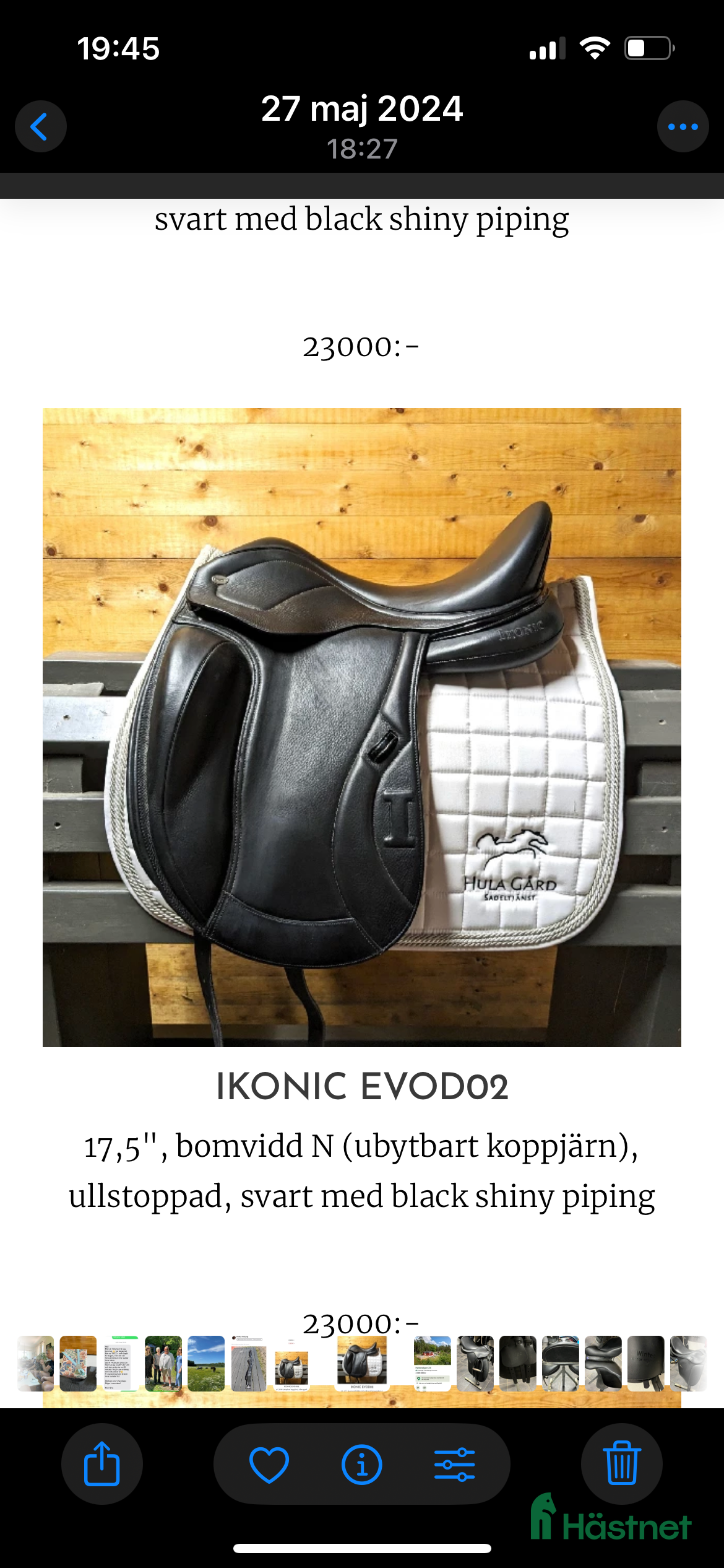 Sadlar hästutrustning Snygg, Svart Iconic sadel 17,5  i Svärtinge - Annons 3