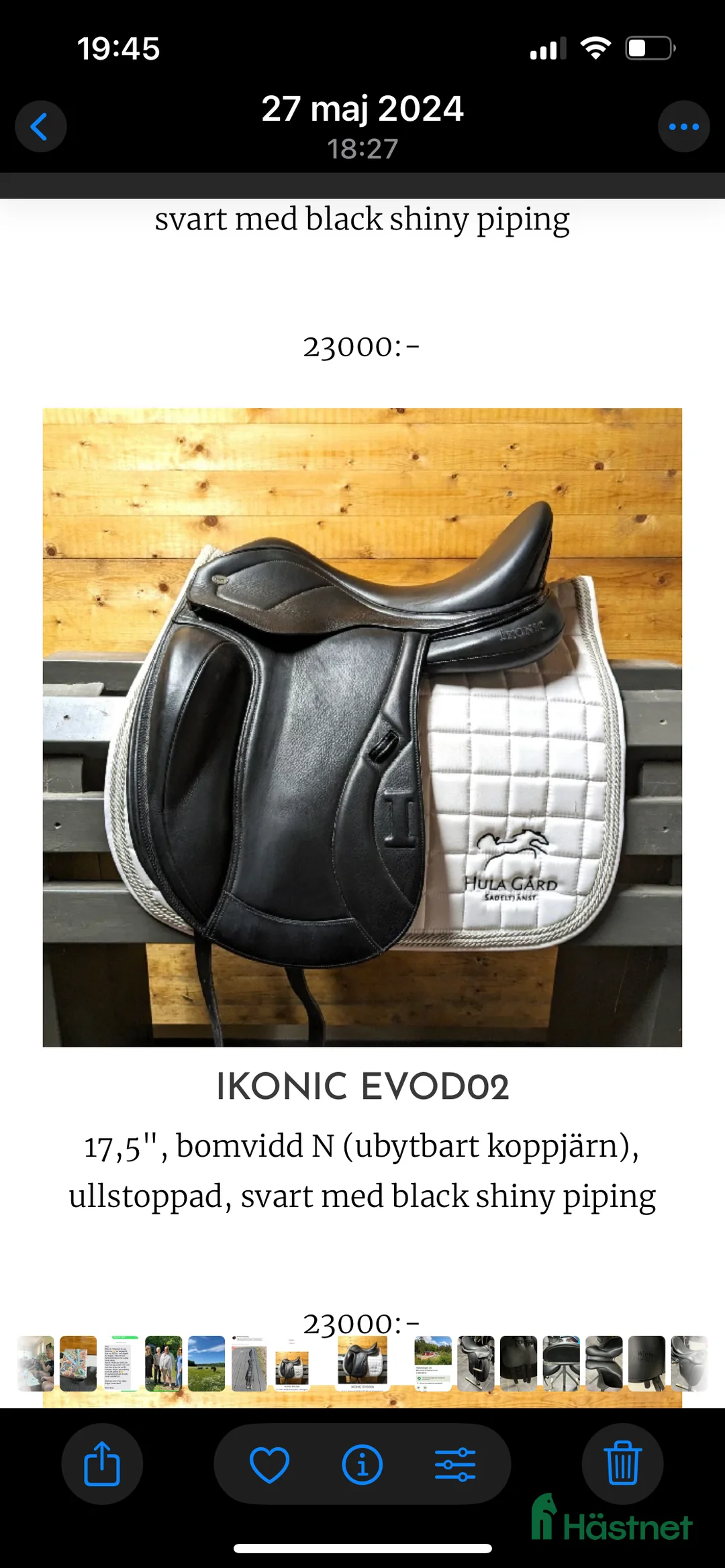 Sadlar hästutrustning till salu: Snygg, Svart Iconic sadel 17,5  i Svärtinge - Annons 1
