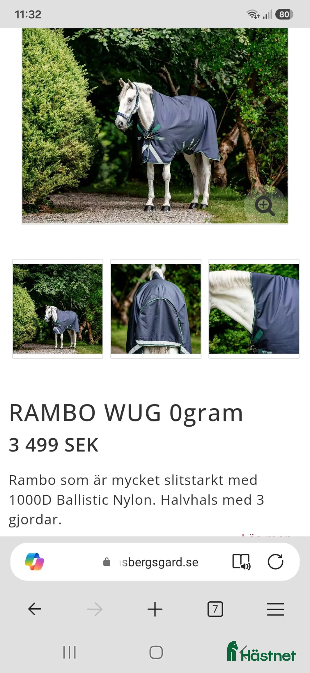 Täcken hästutrustning till salu: Slitstarkt Rambotäcke med halvhals - Annons 2