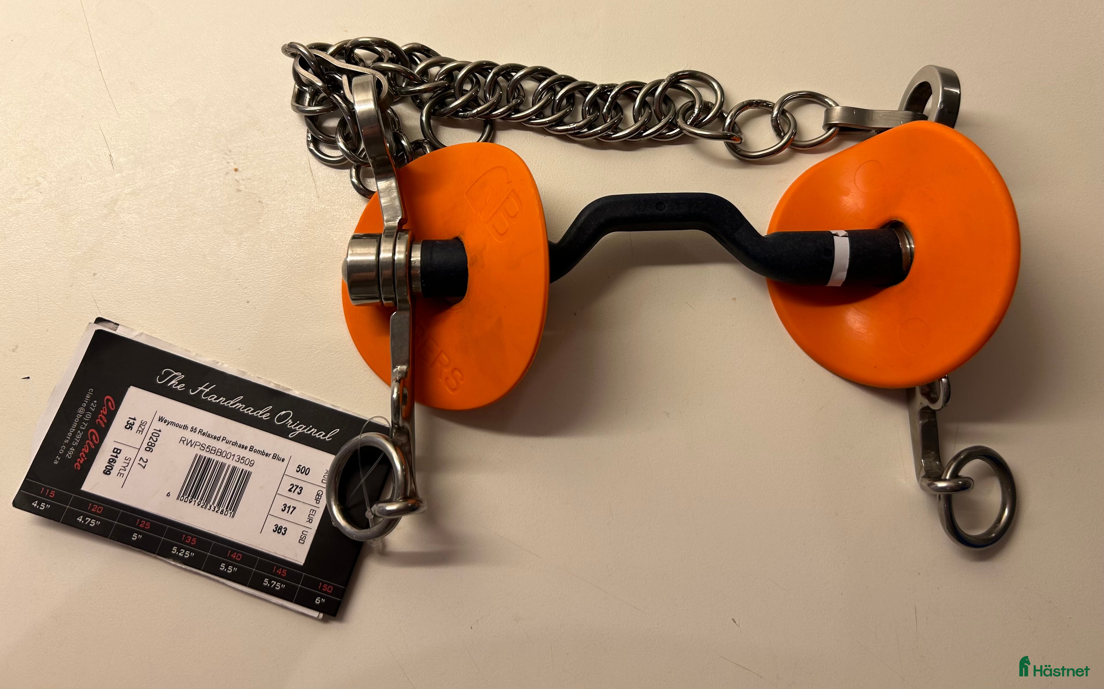 Bett hästutrustning till salu: Kandarstång Bombers Weymouth 55 Relaxed Blue, 13,5 i Värmdö - Annons 3