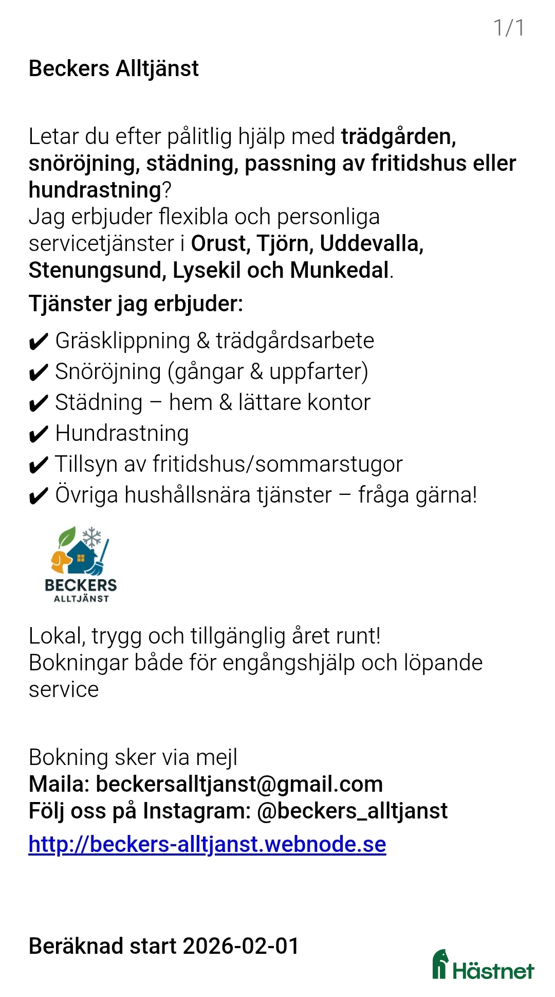 Övrig utrustning övrig utrustning till salu: Alltjänst  i Henån - Annons 1