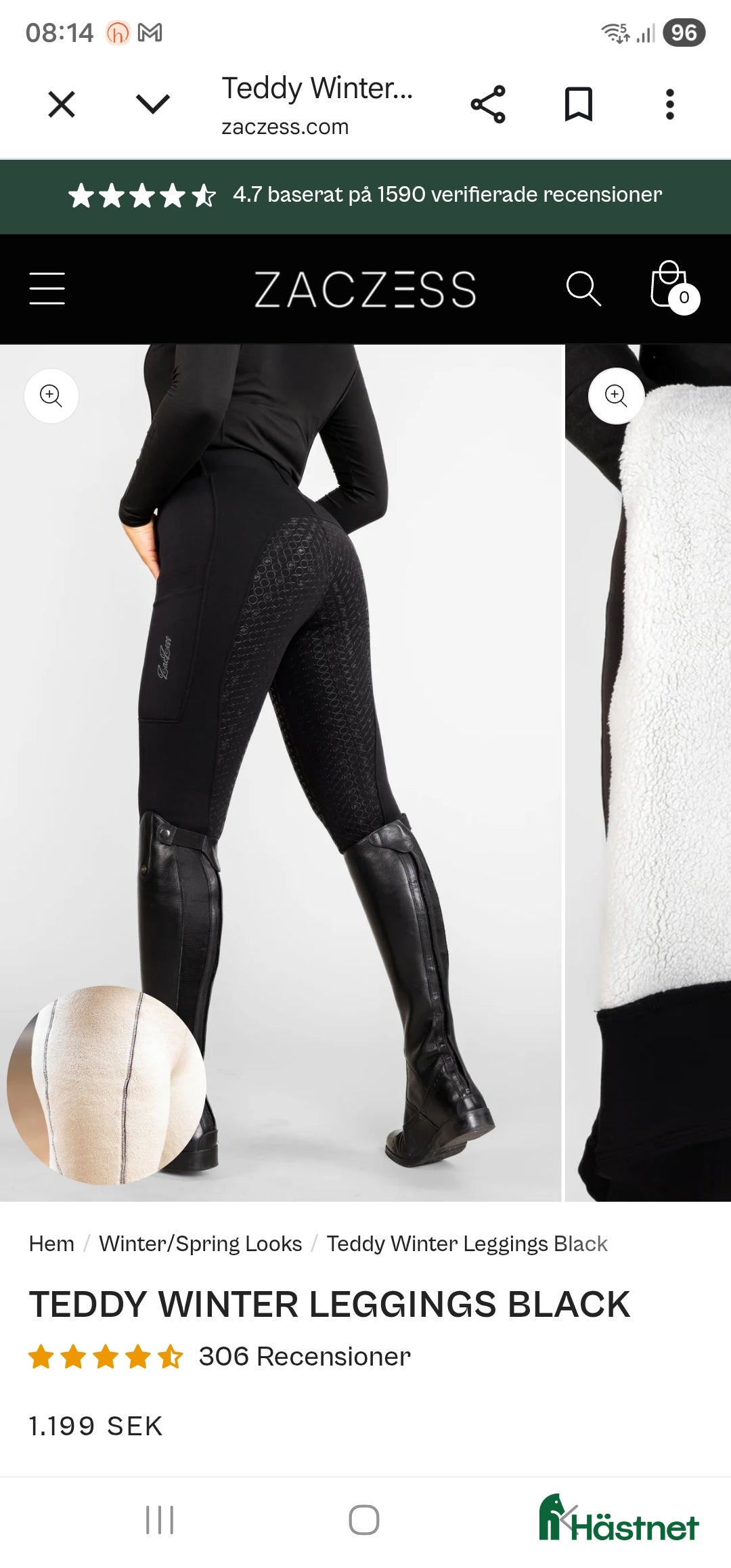 Ridbyxor ryttarutrustning till salu: Zaczess teddyfodrade vinterridbyxor - Annons 2