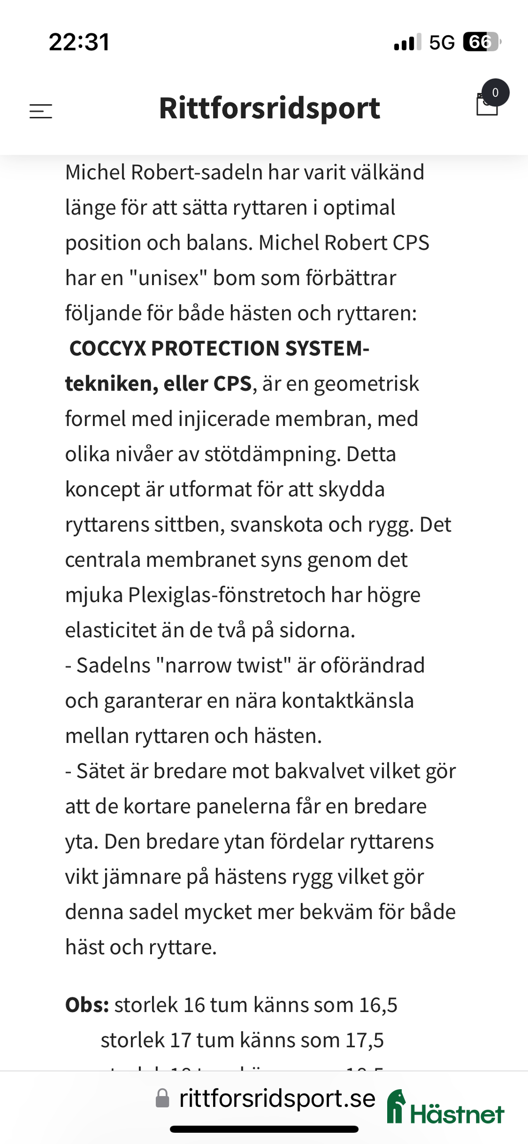 Sadlar hästutrustning till salu: Michel Robert CPS i NYSKICK! i Kumla - Annons 2