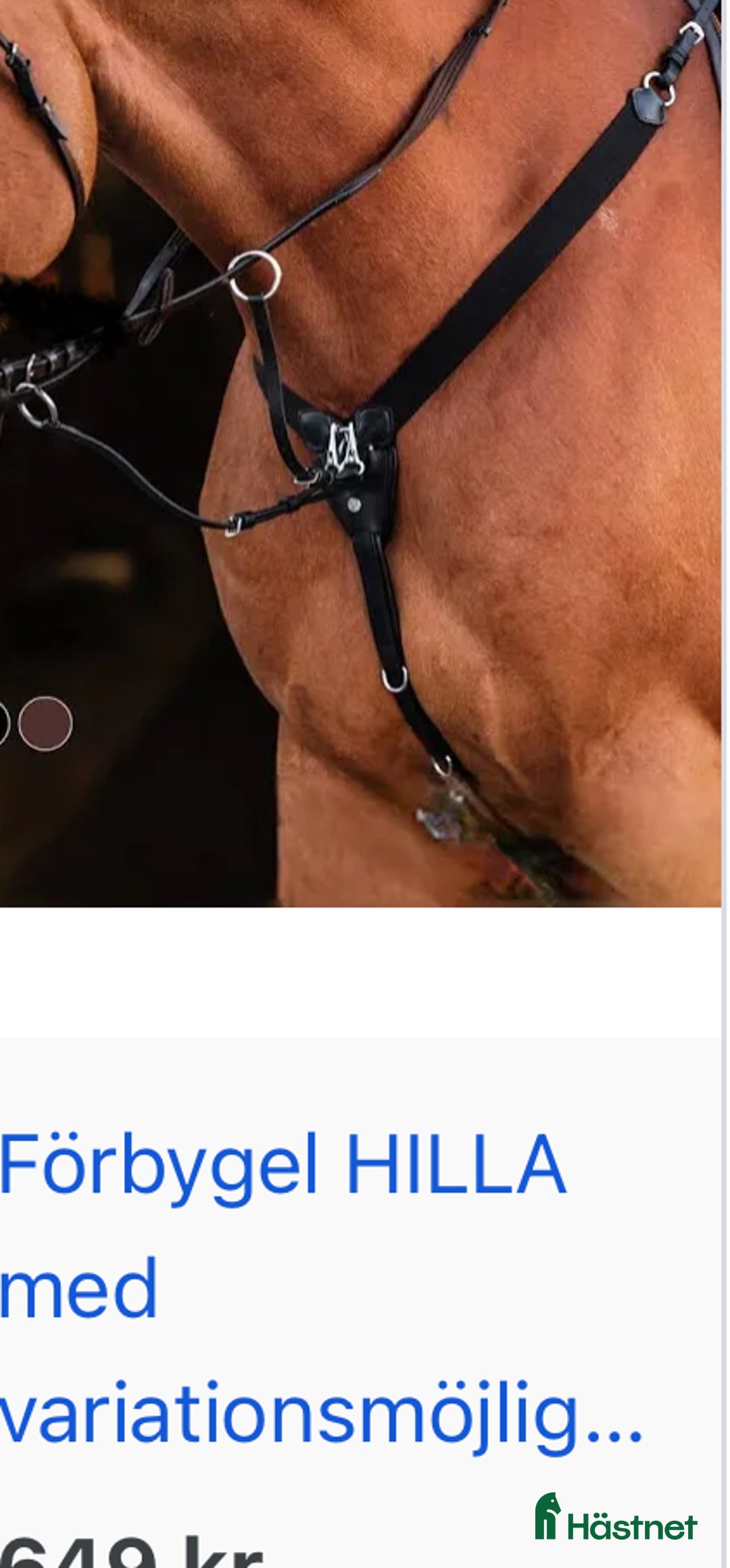 Sadeltillbehör hästutrustning till salu: Sprillans ny förbygel  i Bro - Annons 1