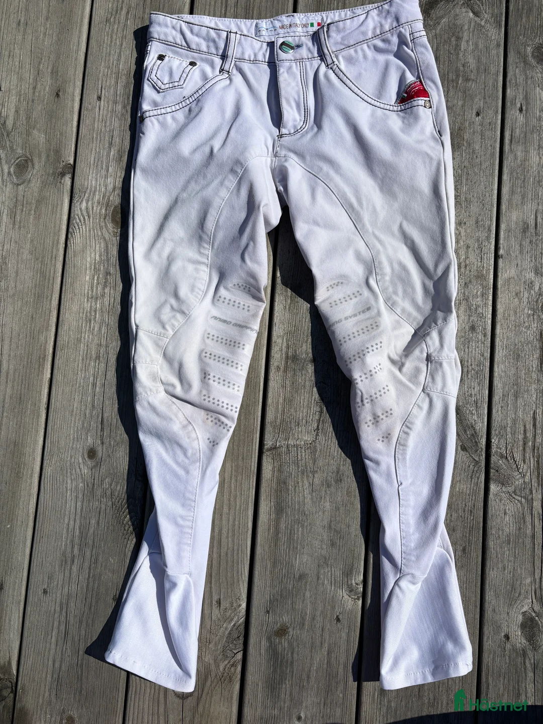 Ridbyxor ryttarutrustning till salu: Vita ridbyxor från Animo Italy i Färjestaden - Annons 2