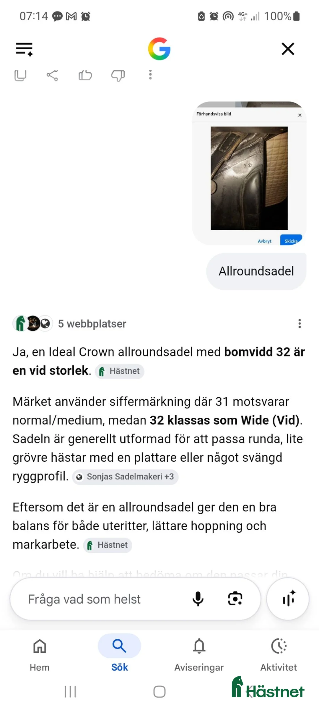 Sadlar hästutrustning till salu: Ideal Crown Allroundsadel  i Sankt Anna - Annons 9