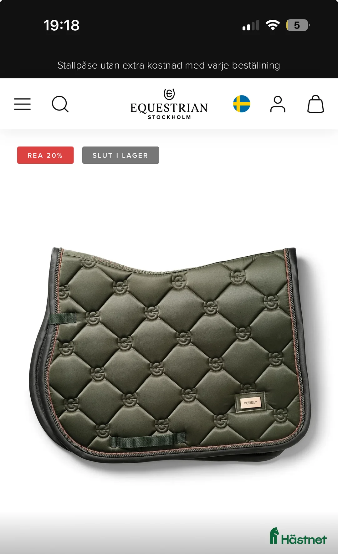 Schabrak & Vojlockar hästutrustning till salu: Stilrent olivgrönt schabrak  i Norrtälje - Annons 1