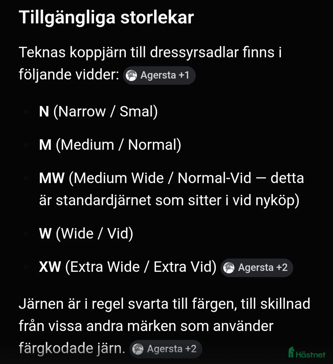 Sadlar hästutrustning till salu:  Fin Tekna sadel Utbyttbara koppjärn 18,5 tum - Annons 8