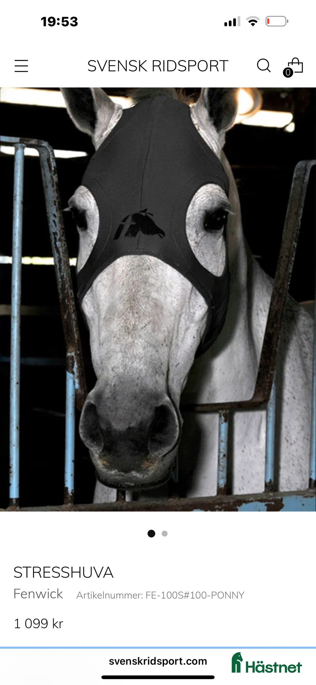 Övrig Hästutrustning hästutrustning till salu: Fenwick stress huva i Vendelsö - Annons 1