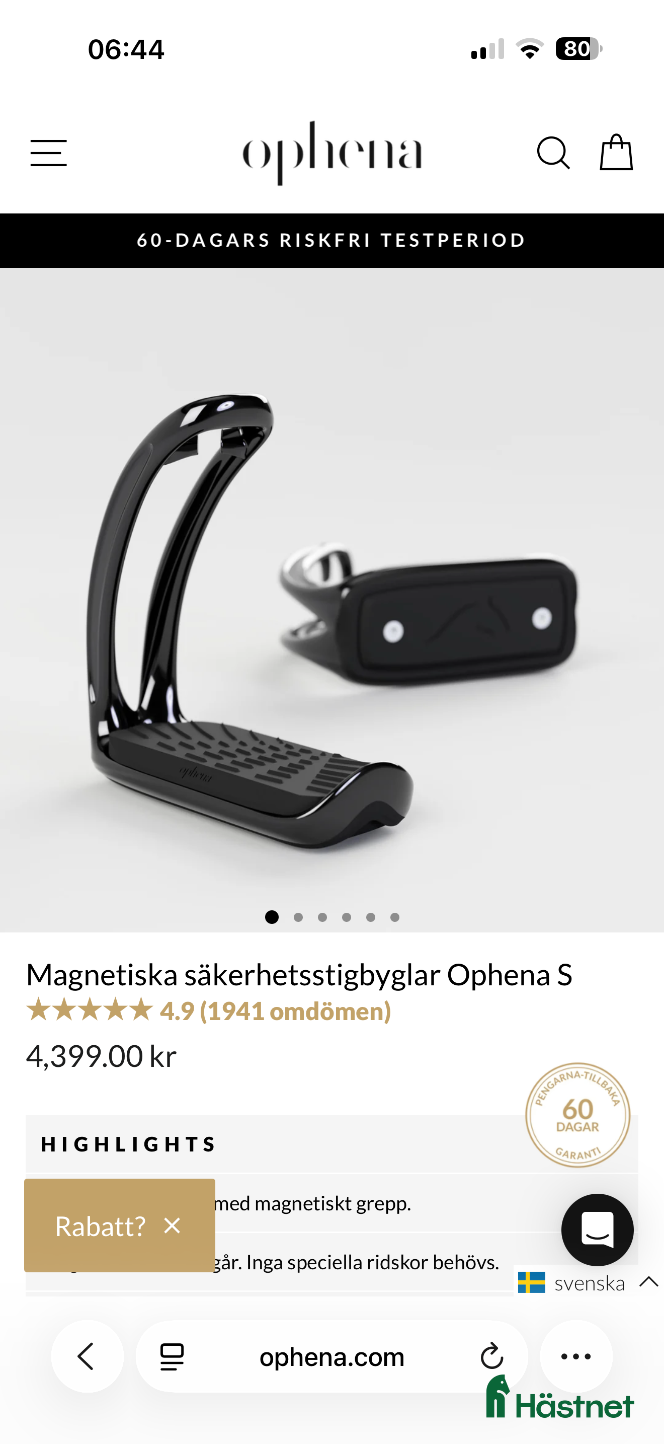 Stigbyglar hästutrustning Ophena magnetiska stigbyglar - Annons 1