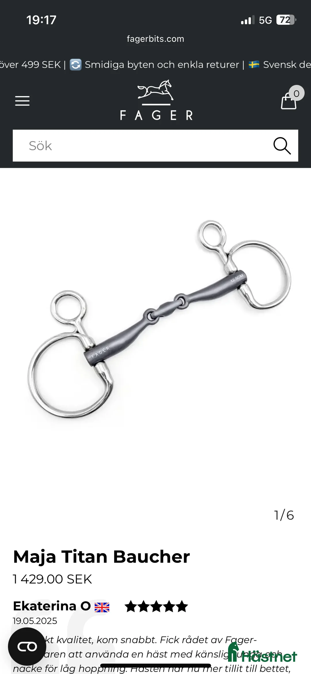 Bett hästutrustning till salu: Maja Titan Baucher Fager i Höganäs - Annons 2