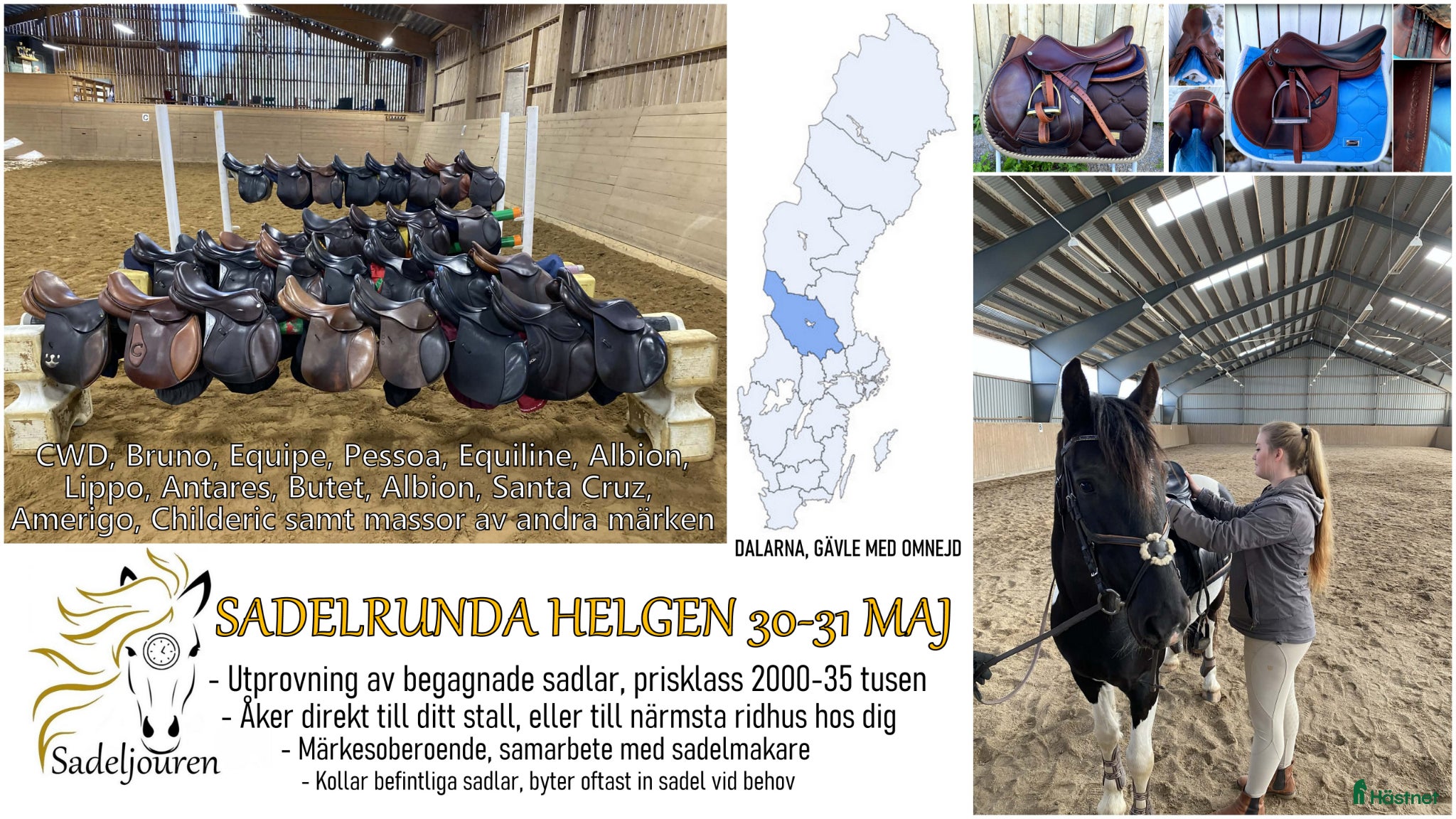 Sadlar hästutrustning Sadelutprovning Dalarna 30-31/5 - Annons 1