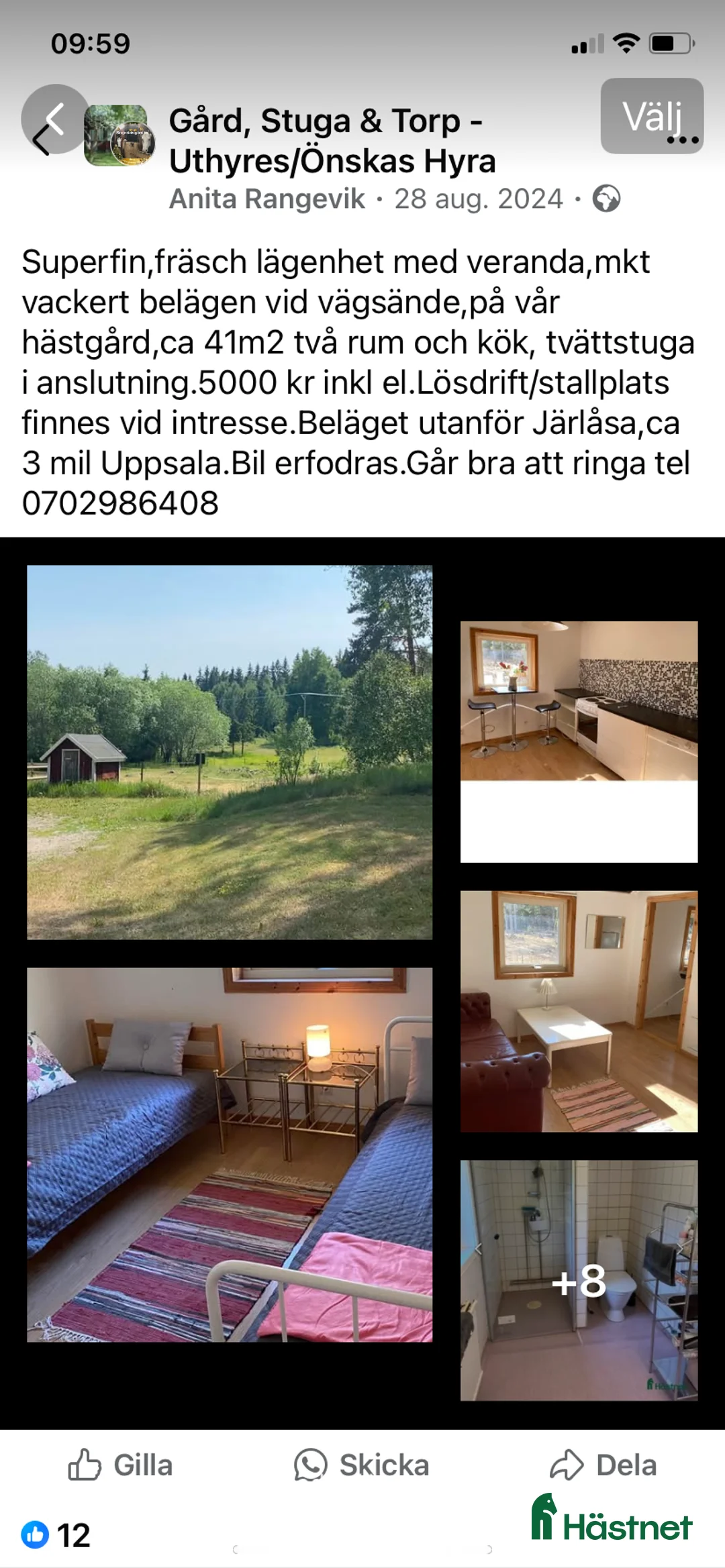  lägenhet till salu: Uthyres fräsch  lägenhet på vår hästgård i Järlåsa - Annons 3