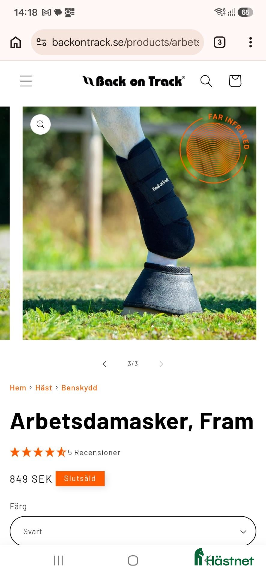 Benskydd hästutrustning till salu: Back on track, arbetsdamasker fram och bak. - Annons 4