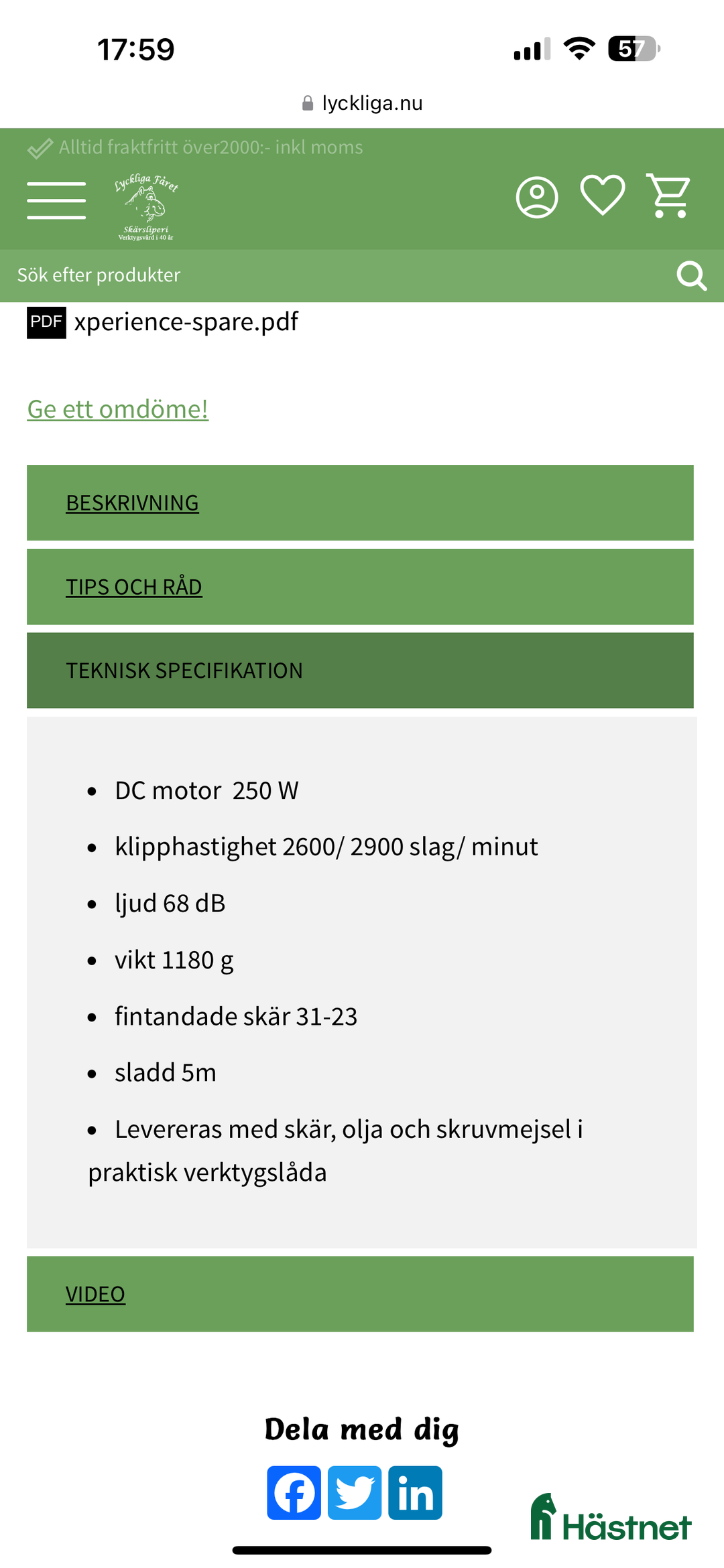 Övrig Hästutrustning hästutrustning till salu: Heiniger Xperience  i Motala - Annons 4