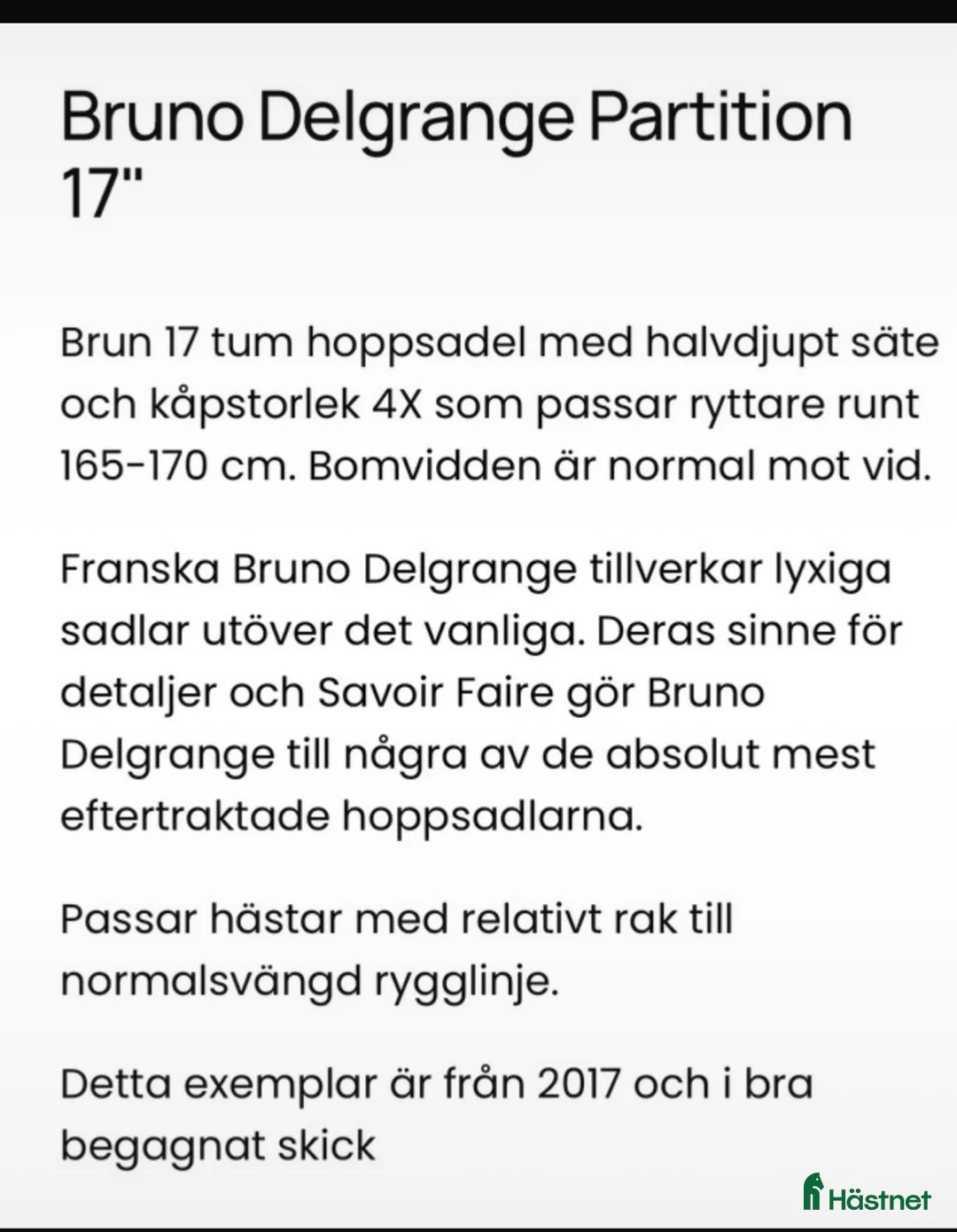 Sadlar hästutrustning till salu: Bruno Delgrange 17 m/w - Annons 6