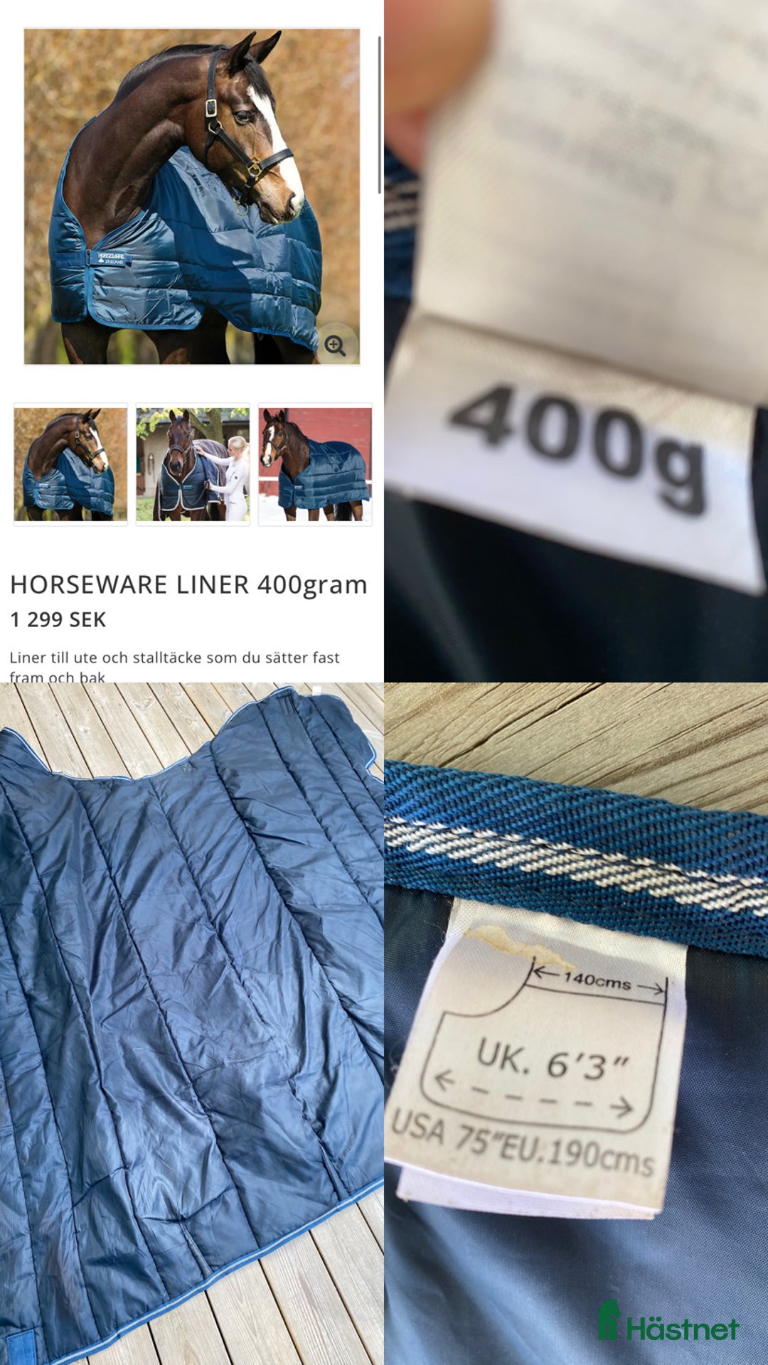Täcken hästutrustning till salu: Horsewear Liner  i Olofstorp - Annons 2