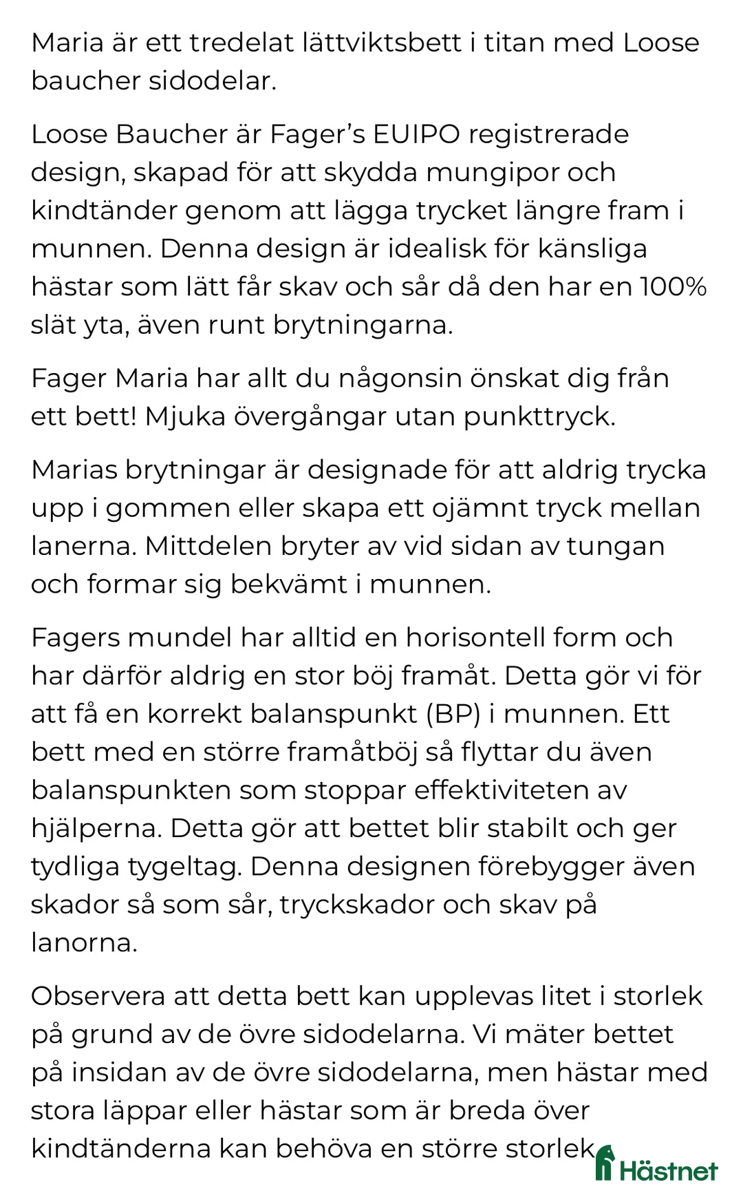 Bett hästutrustning till salu: Fager Maria loose baucher i Dingle - Annons 4