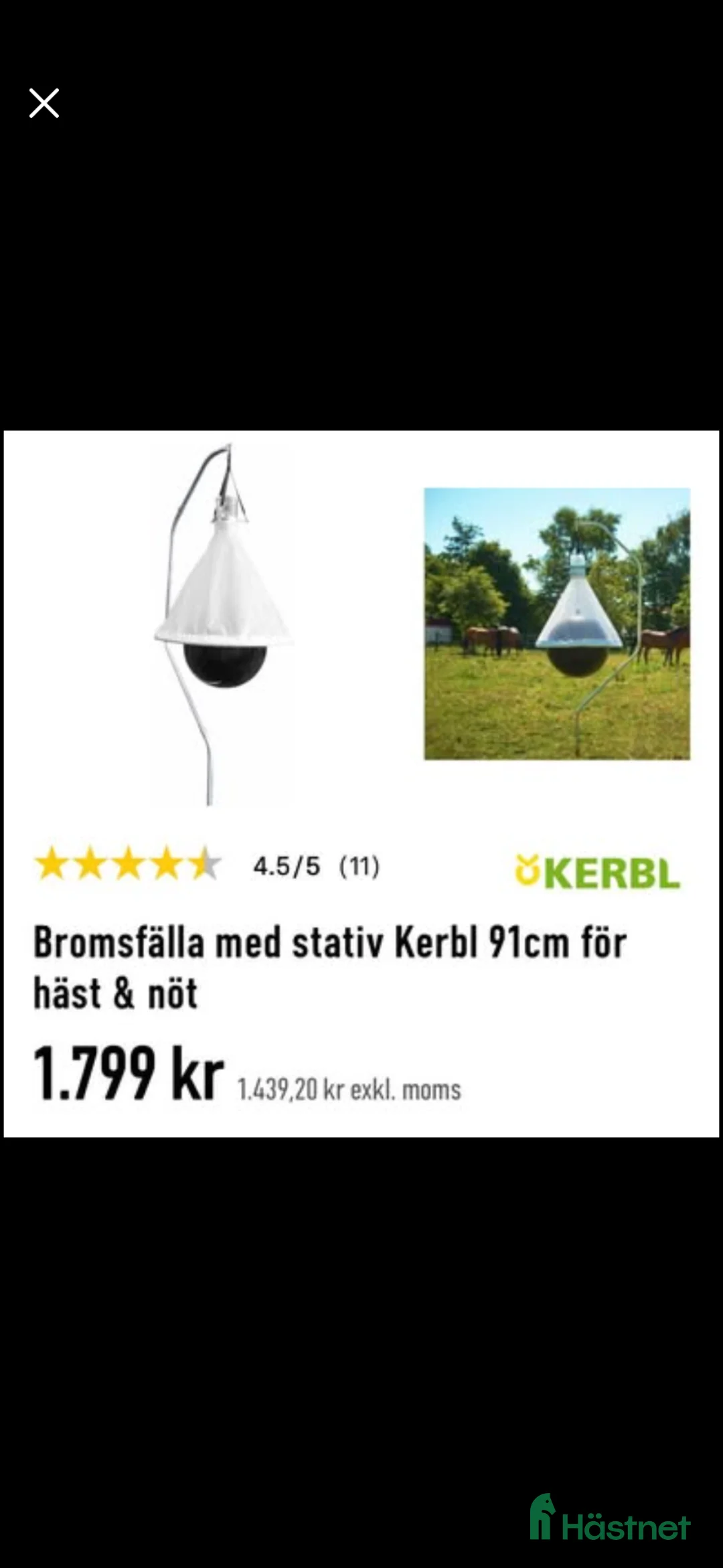 Övrig utrustning övrig utrustning till salu: Bromsfälla Kerbl med stativ 91 cm - Annons 1