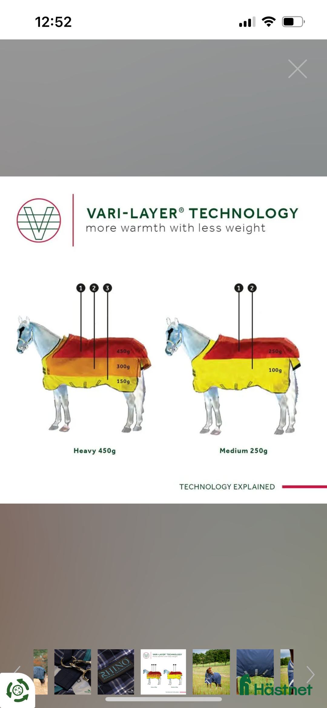 Täcken hästutrustning till salu: Horseware Rhino Plus VL 250g  i Västerås - Annons 3