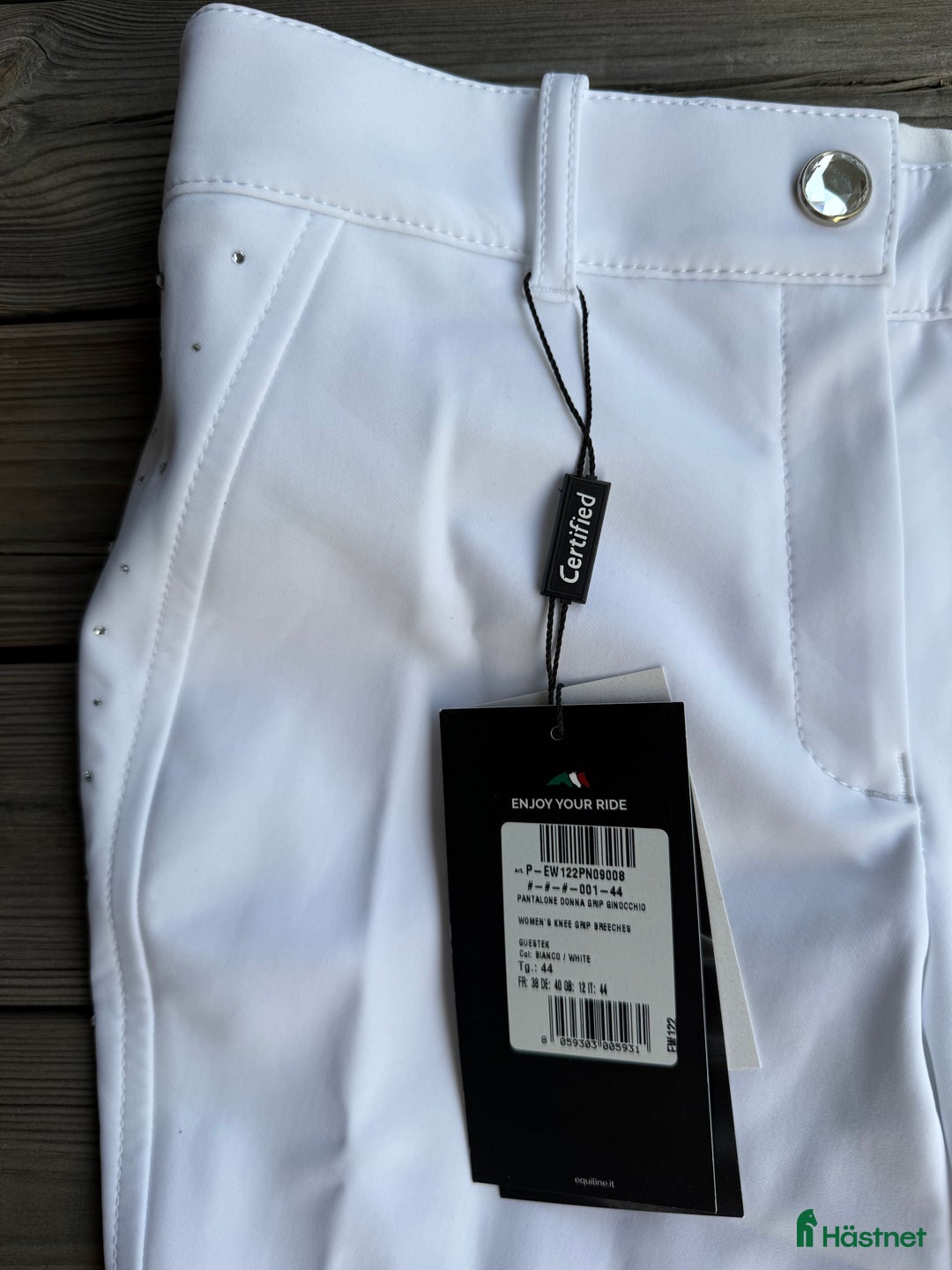 Ridbyxor ryttarutrustning till salu: Equiline vita knäskodda ridbyxor i Lund - Annons 3