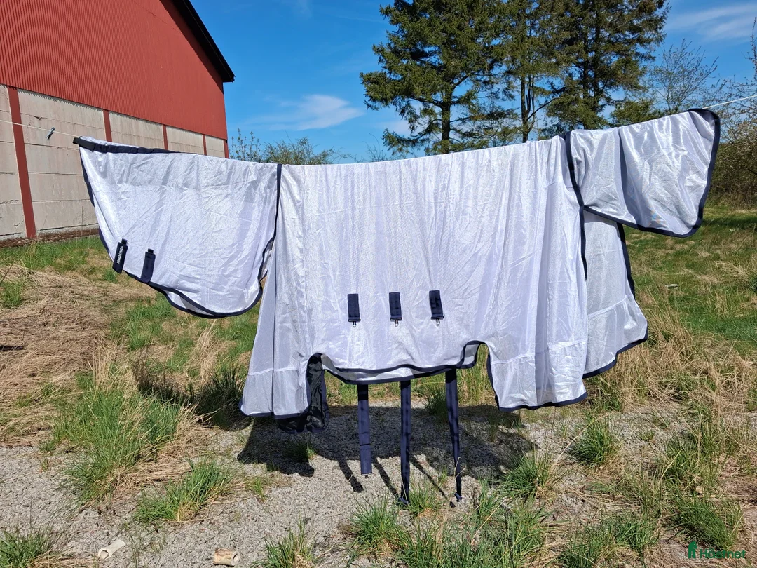 Täcken hästutrustning till salu: Haglunds flugtäcke All-in-one stl.155 - Annons 1