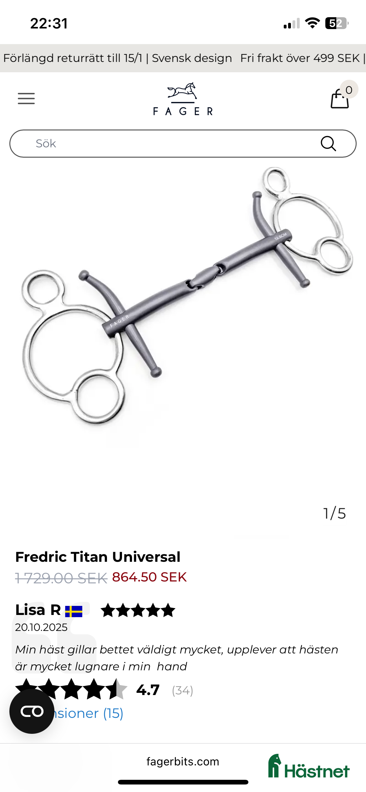 Bett hästutrustning till salu: Fager bett Fredric  i Åmål - Annons 3