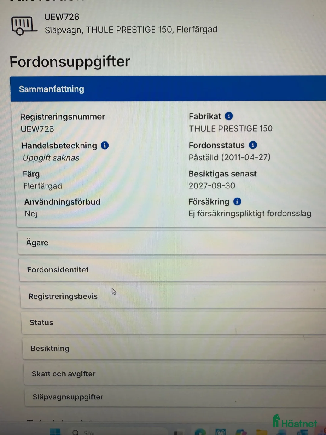 Hästtransporter  fordon & transport till salu: Välvårdad Thule  - Annons 5