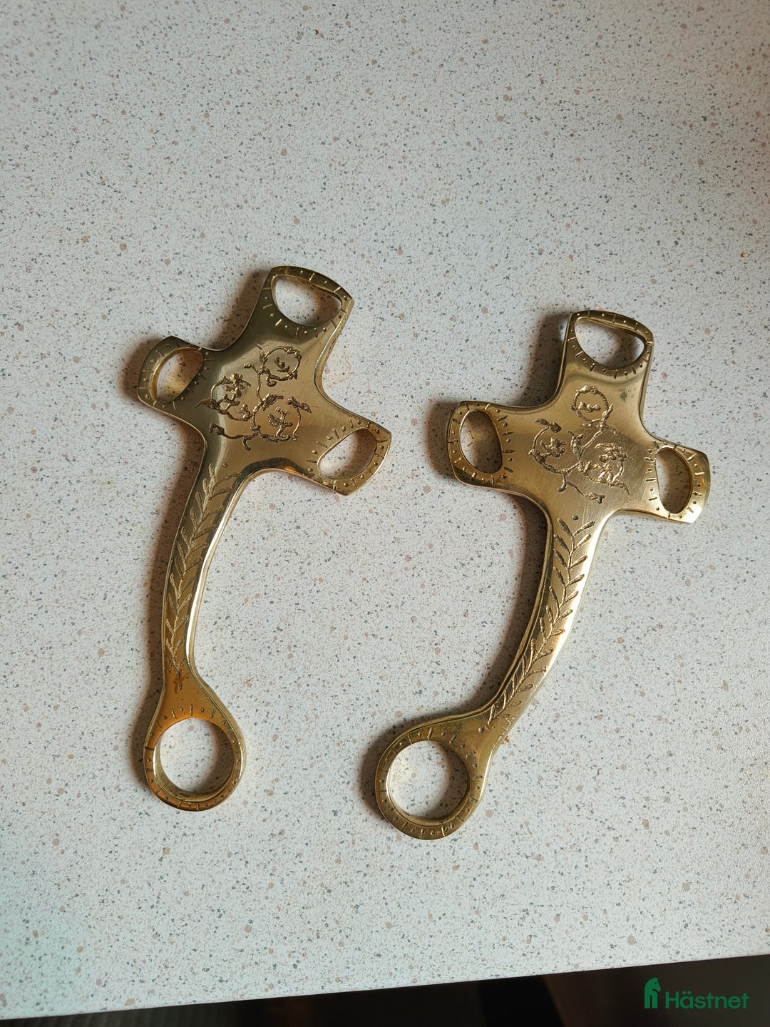 Övrig Hästutrustning hästutrustning till salu: Graverade hackamore skänklar mässing i Järbo - Annons 1