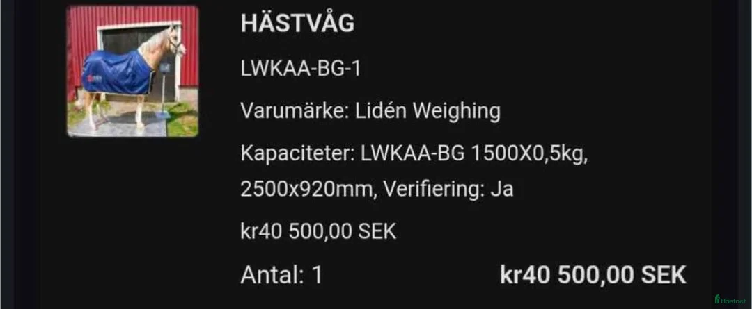 Övrig utrustning övrig utrustning till salu: Hästvåg - Annons 2