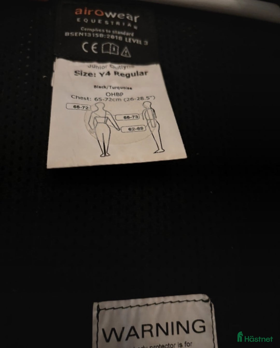 Säkerhetsvästar ryttarutrustning till salu: Säkerhetsväst airowear storlek Y4 Regular Junior i Stockholm - Annons 5