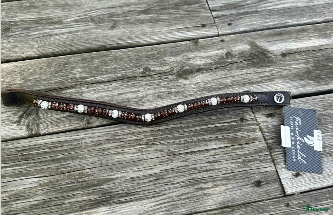 Träns hästutrustning till salu: Nytt pannaband med lappar kvar stl ponny i Söderköping - Annons 1