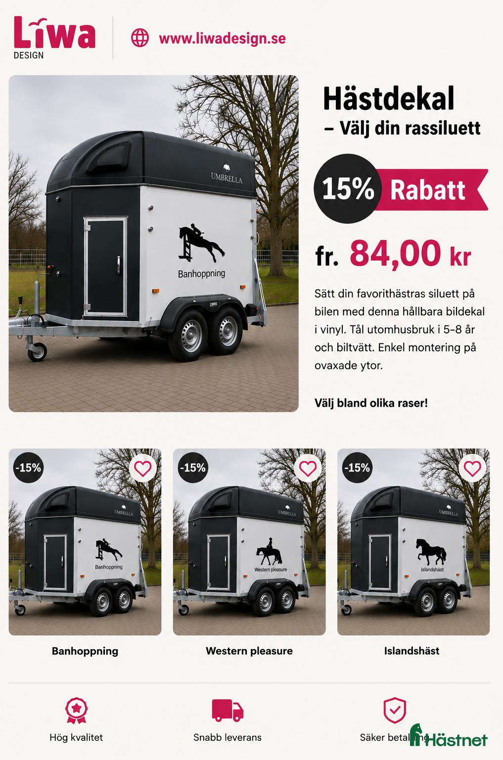 Övrig Ryttarutrustning ryttarutrustning till salu: Dekaler västar och mycket mer🐴 www.liwadesign.se - Annons 1
