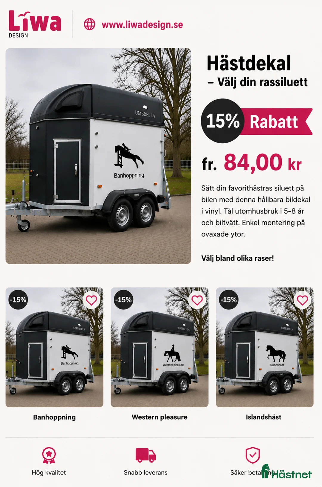 Övrig Ryttarutrustning ryttarutrustning till salu: Dekaler västar och mycket mer🐴 www.liwadesign.se - Annons 1
