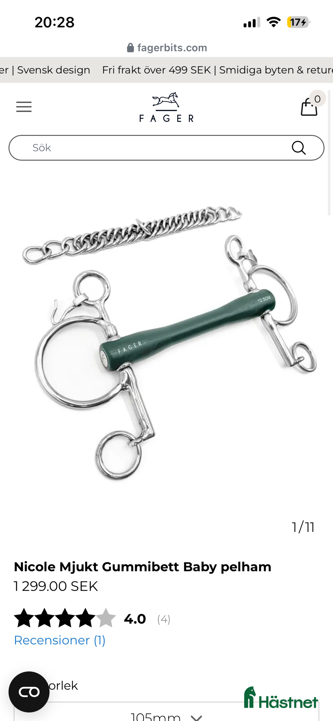 Bett hästutrustning till salu: Fager Nicole mjukt  i Töreboda - Annons 1