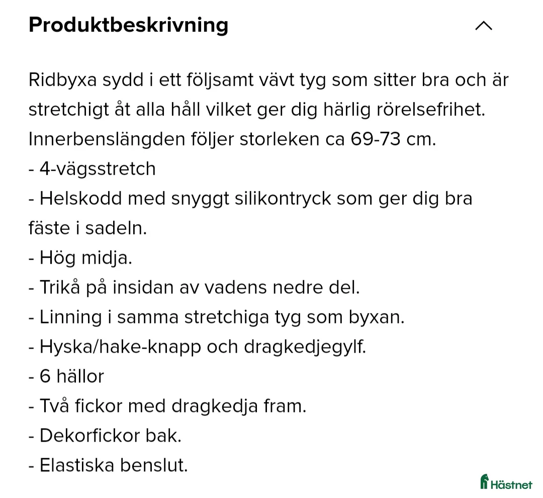 Ridbyxor ryttarutrustning till salu: Nya ridbyxor storlek 42/44 i Hallsberg - Annons 3