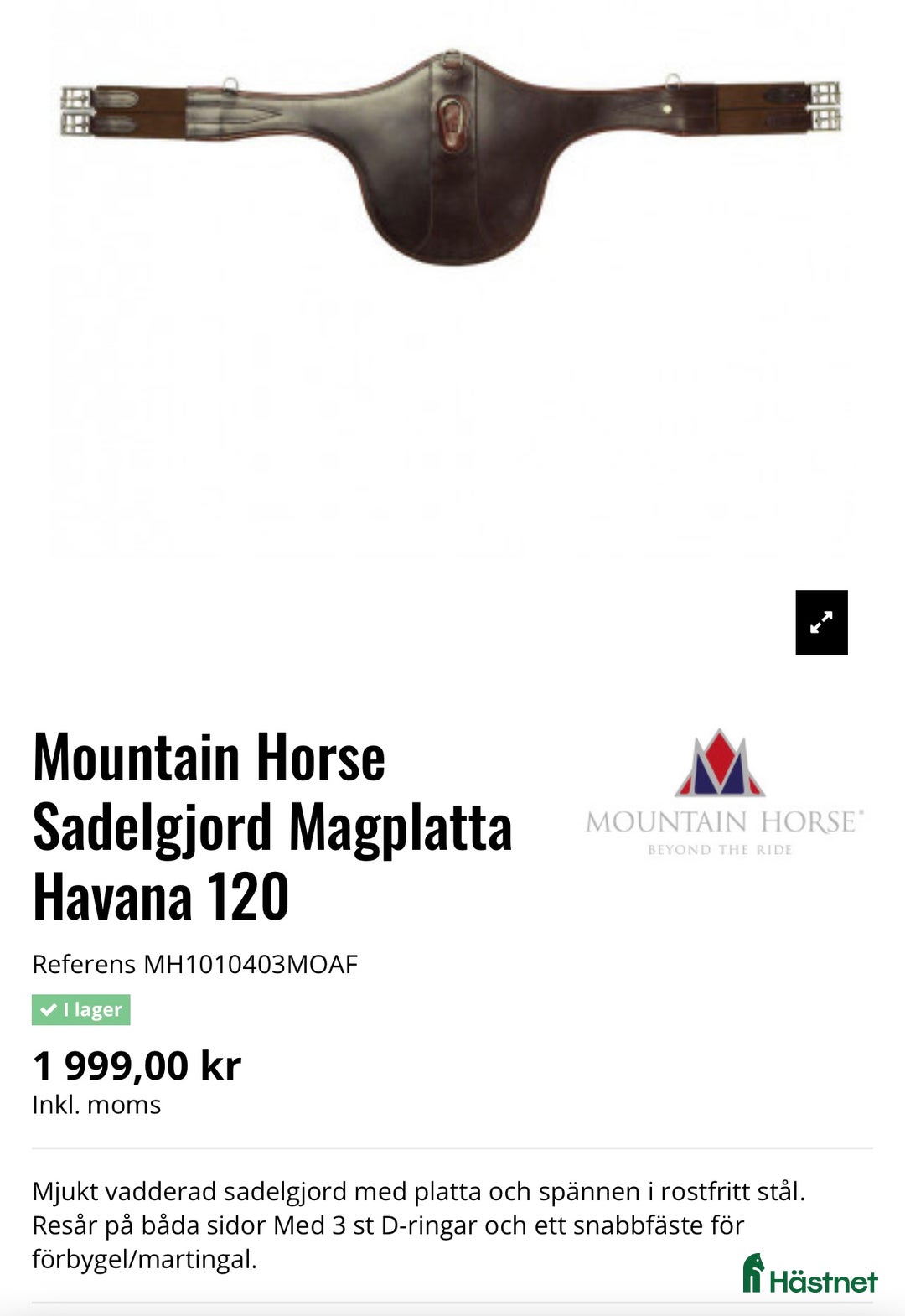 Sadeltillbehör hästutrustning till salu: Magplatta, st 120cm i Göteborg - Annons 6