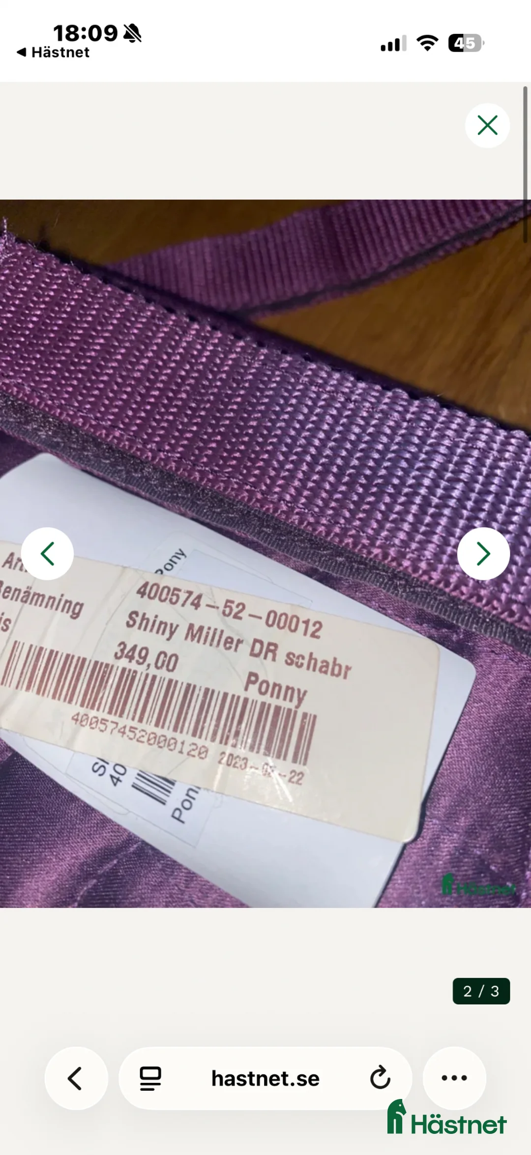 Schabrak & Vojlockar hästutrustning till salu: Lila schabrak  - Annons 2