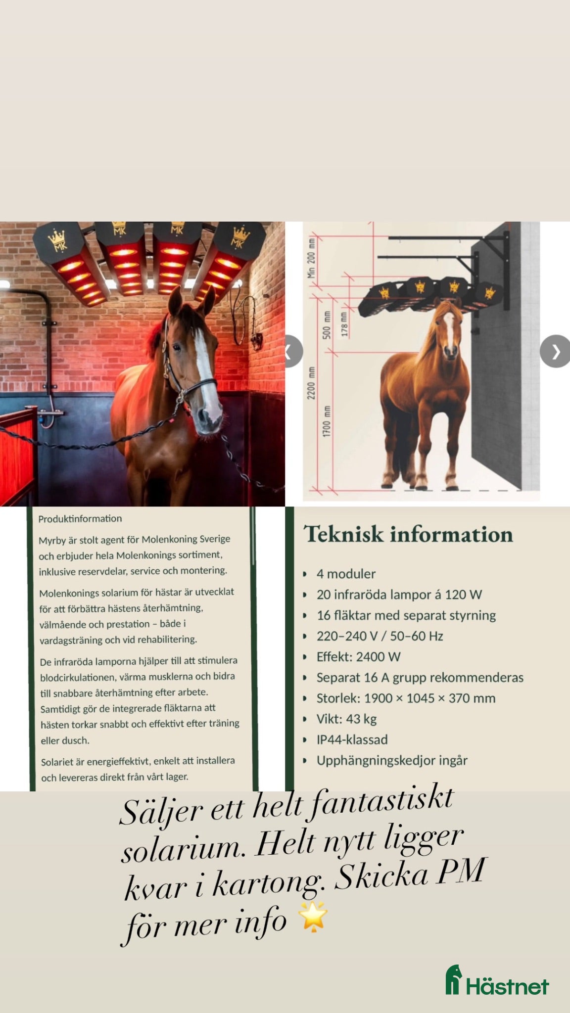 Stallinredning, stängsel & gård övrig utrustning till salu: Lyxig solarium - Annons 9