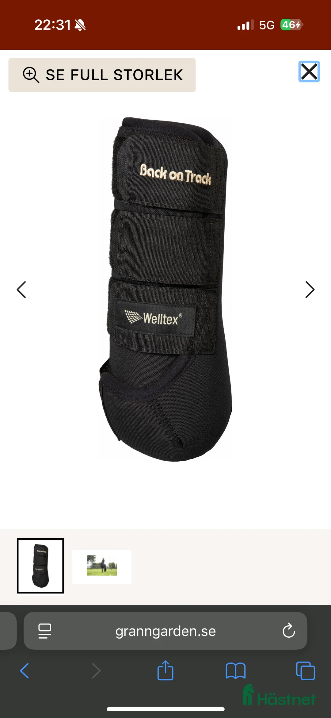 Benskydd hästutrustning till salu: Back On Track Damasker - Annons 1