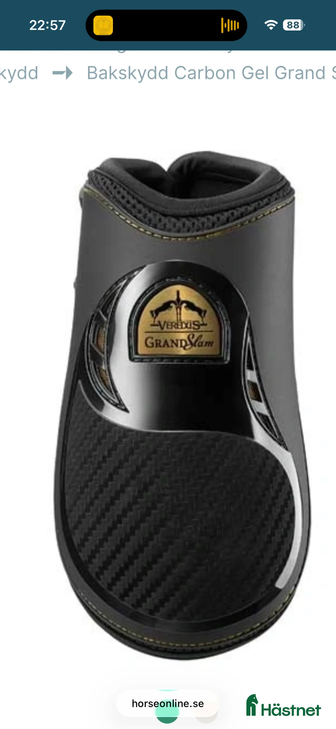 Benskydd hästutrustning till salu: Veredus Bakskydd Carbon Gel Grand Slam Svart - Annons 1