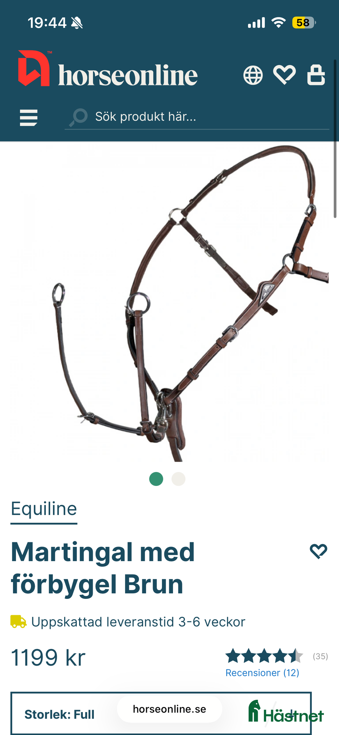 Träns hästutrustning till salu: Equiline Förbygel i Hova - Annons 1
