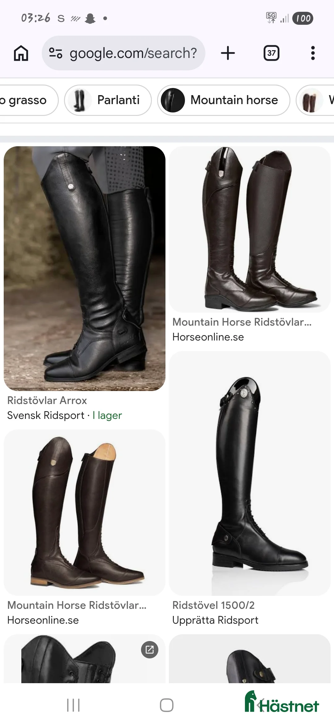 Ridstövlar ryttarutrustning till salu: SÖKES ridstövlar stl 38/39 i Skara - Annons 1