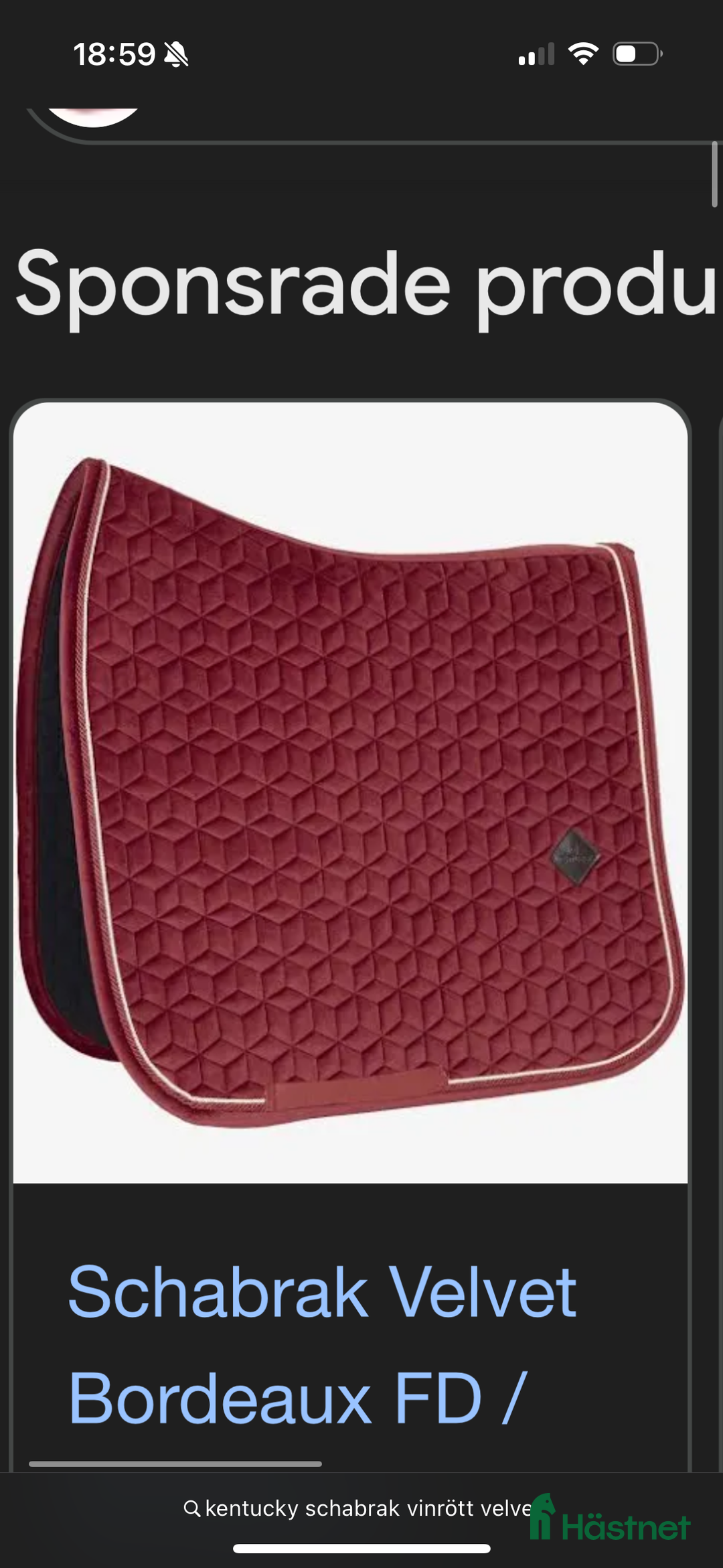 Schabrak & Vojlockar hästutrustning till salu: Kentucky Schabrak Velvet i Särö - Annons 3