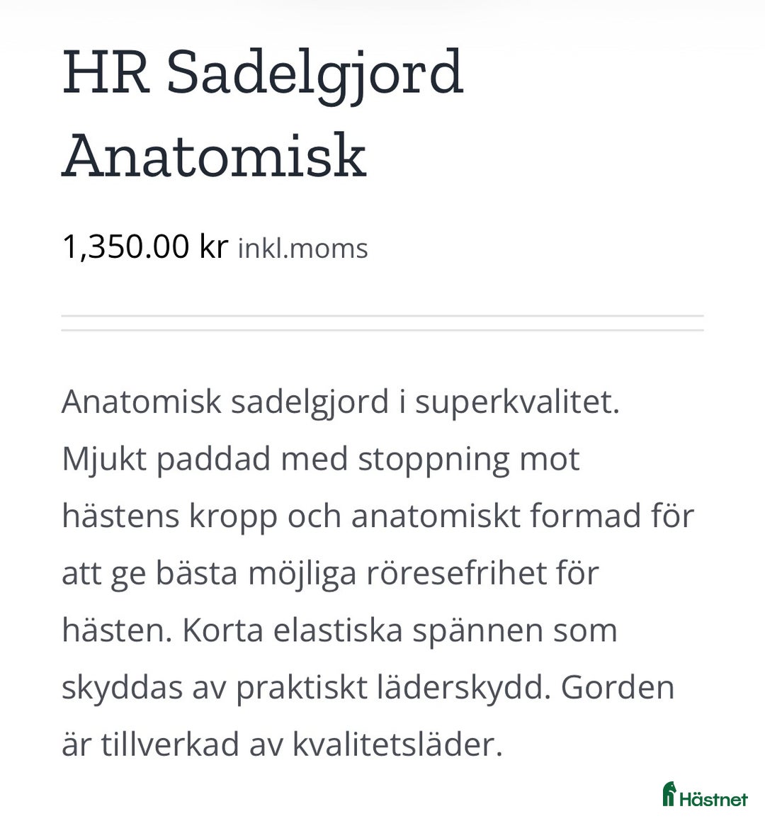 Sadeltillbehör hästutrustning till salu: HR sadelgjord  i Motala - Annons 8